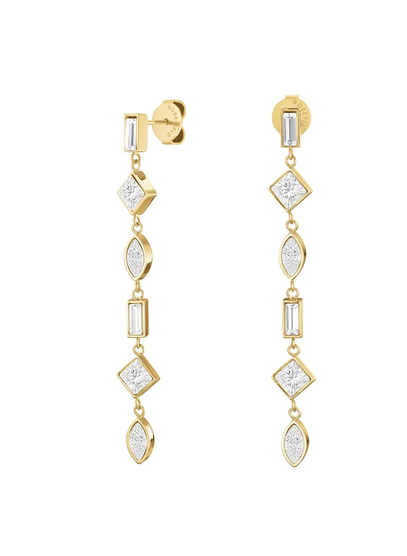 روزفيلد أقراط روزفيلد مرصعة بالكريستال ذهبي